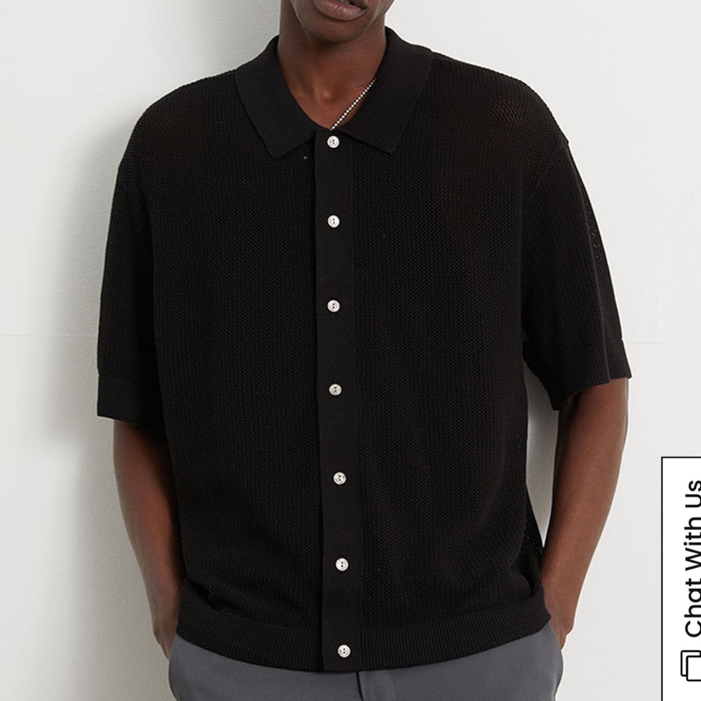 PacSun Black Knit button down polo